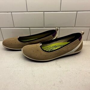 NEW: Ecco Biom Brown Suede Slip Ons with Purple Accents size 39